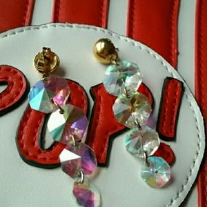 Vintage Crystal Dangle Gold Earrings